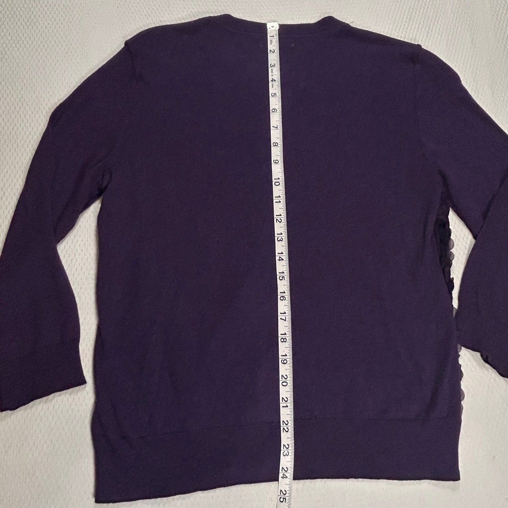 New York & Company Purple Rosette 3D Floral Button Front Cardigan Sweater NEW - Picture 7 of 8